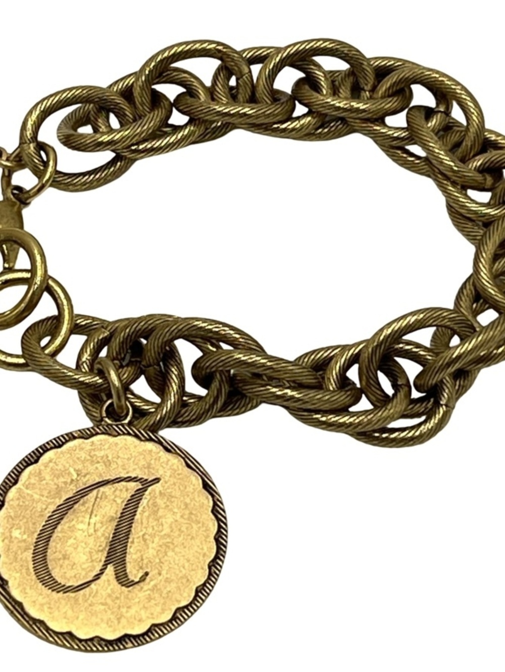 Vintage John Wind Antiqued Chunky Open Link Charm Bracelet